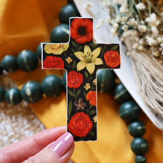 BLACK FLORAL CROSS